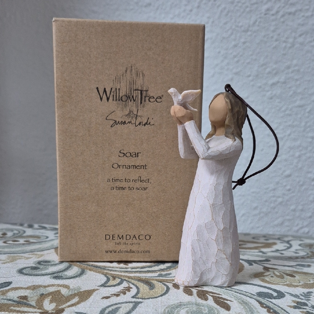 Willow Tree Soar Ornament with Cream Dress and White Dove